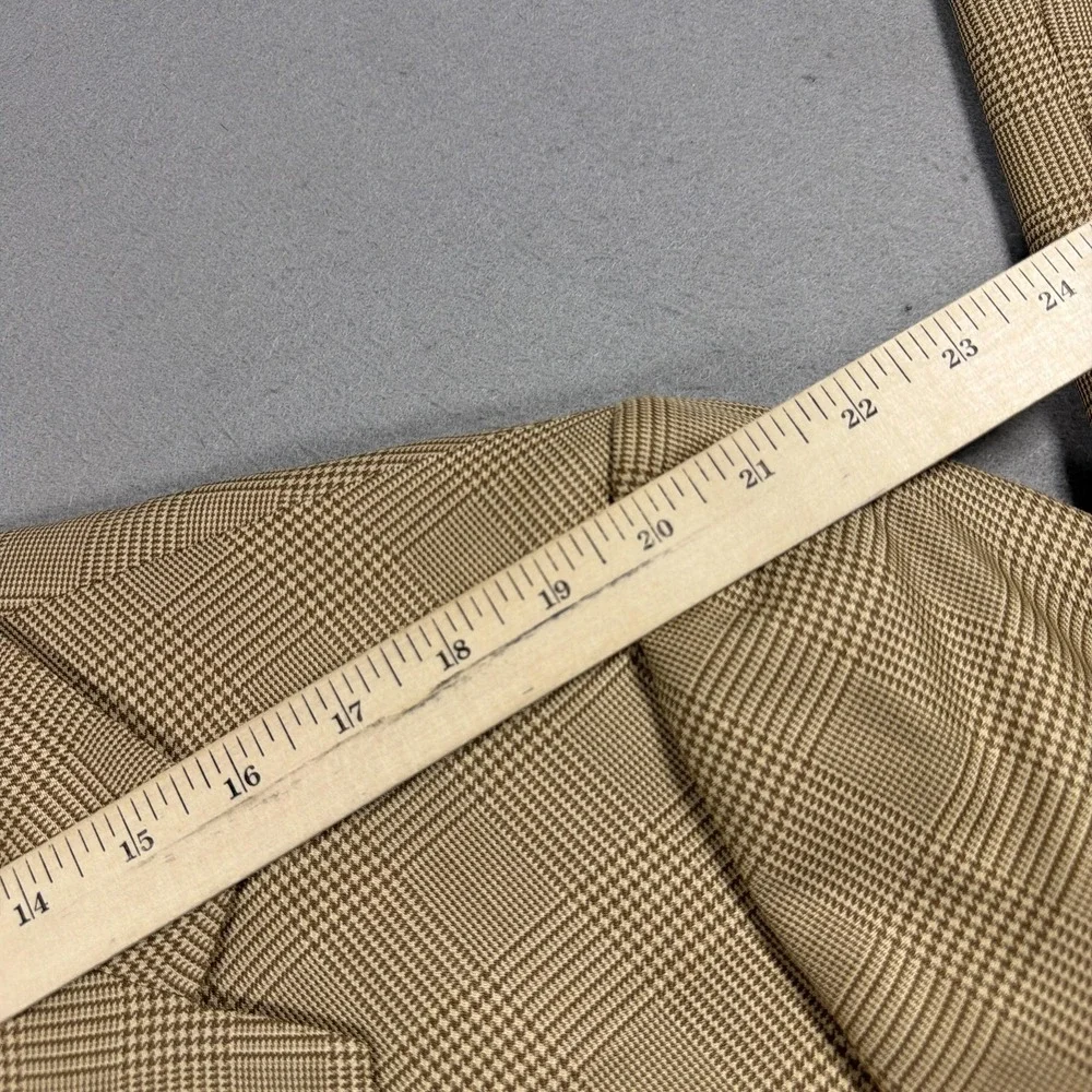 Ermenegildo Zegna Blazer Mens EU 54 Beige Silk Wool Plaid Sport Coat Jacket